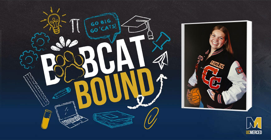 Bobcat Bound graphic and a photo of incoming student Peyton Smith.
